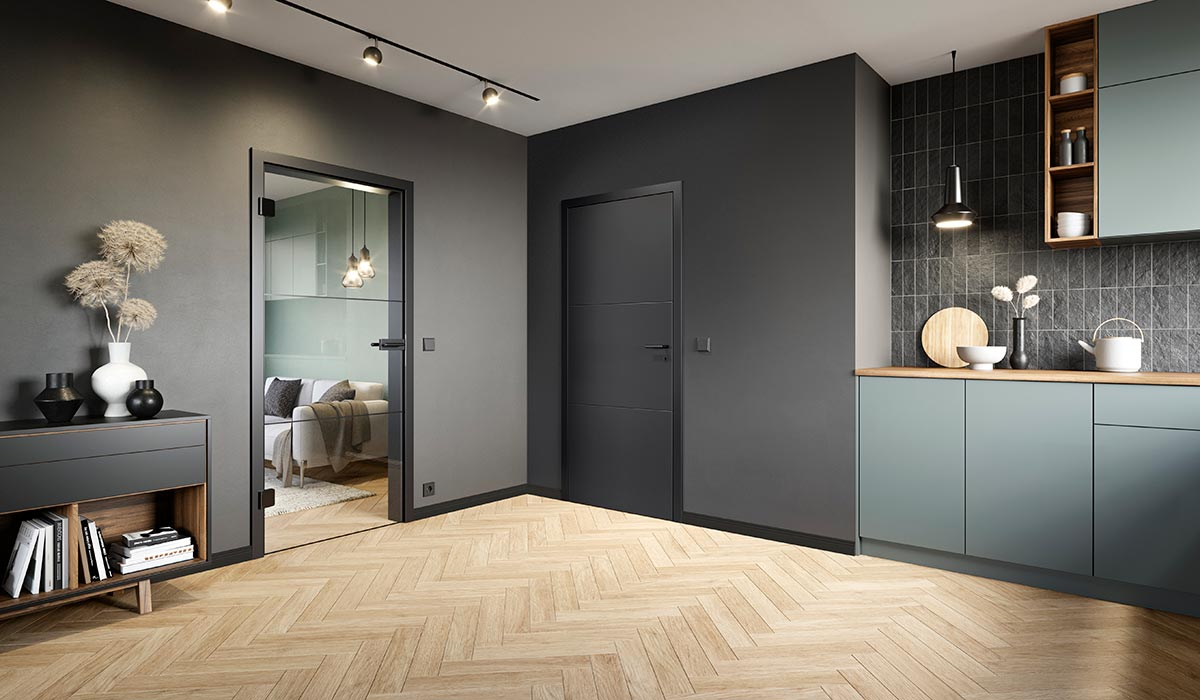 Innenraum-mit-Glastur-Loft-Design-und-Holztur-Signum-31 Variante