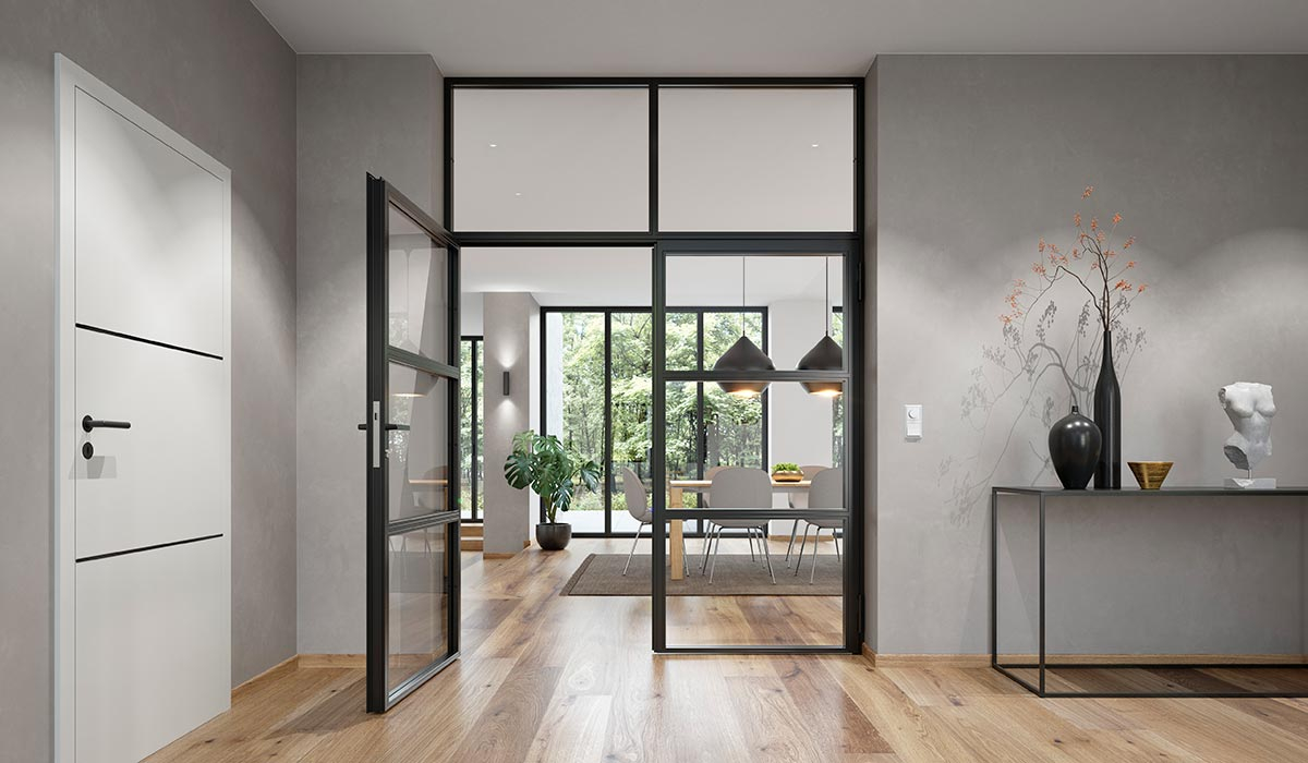 lofttuer-vollglastuer-hoermann-loftbau-zweifluegelig-kueche
